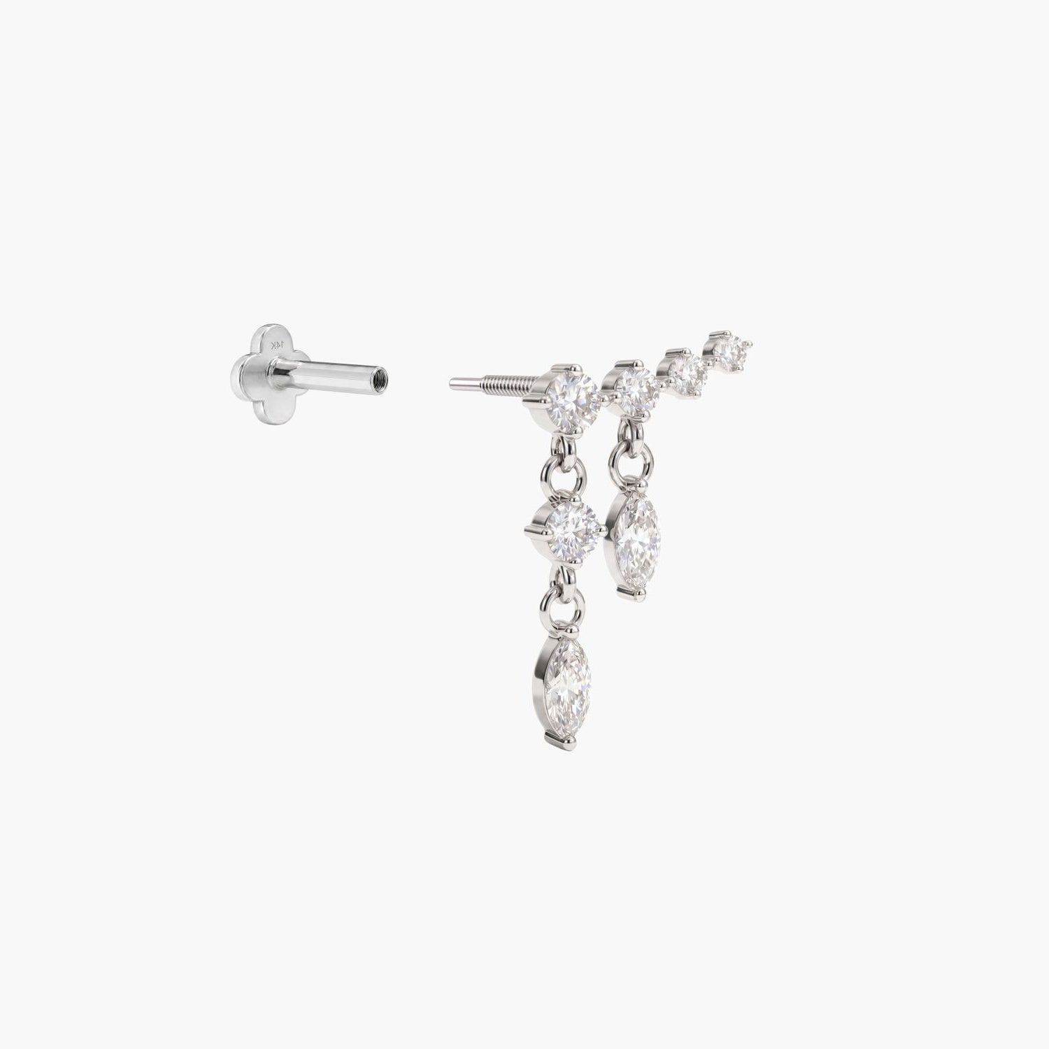 ECLORA Marquise Tassel Double-Drop - White Gold Solid Gold Post - view 4