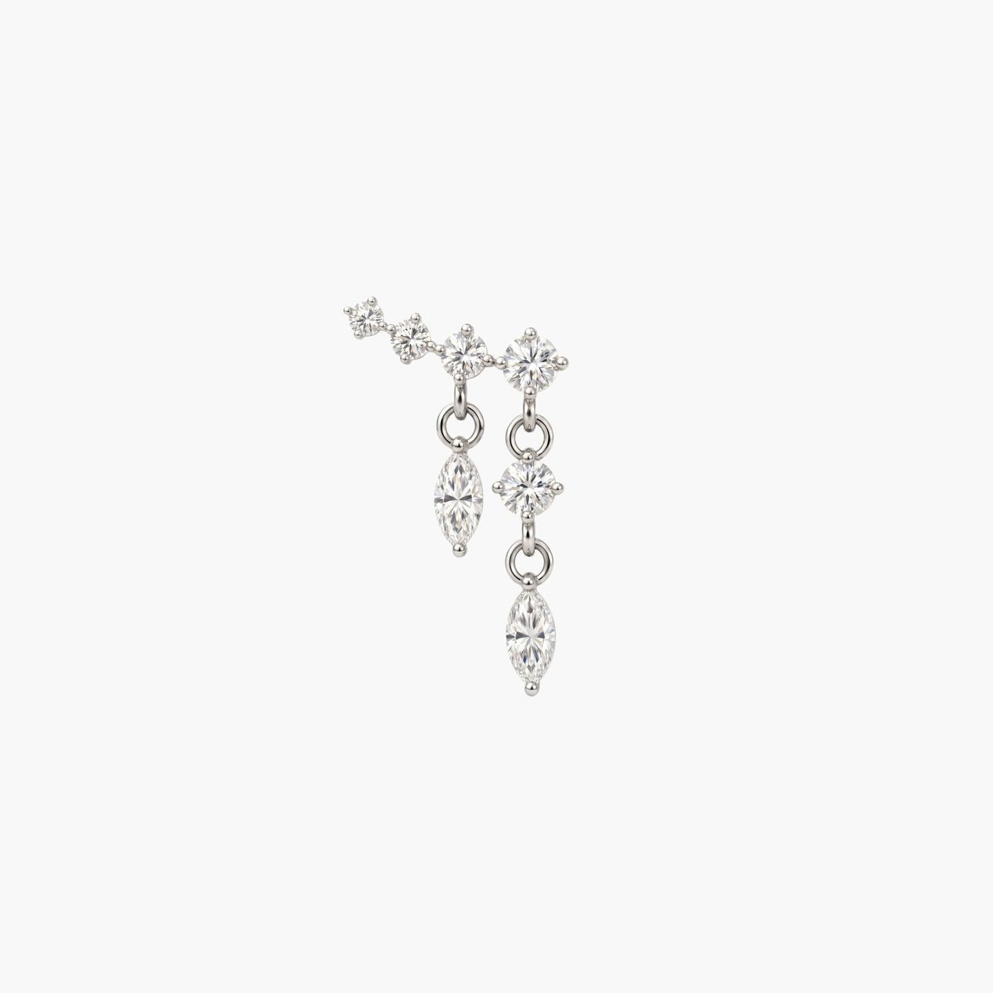 ECLORA Marquise Tassel Double-Drop - White Gold Solid Gold Post - view 3