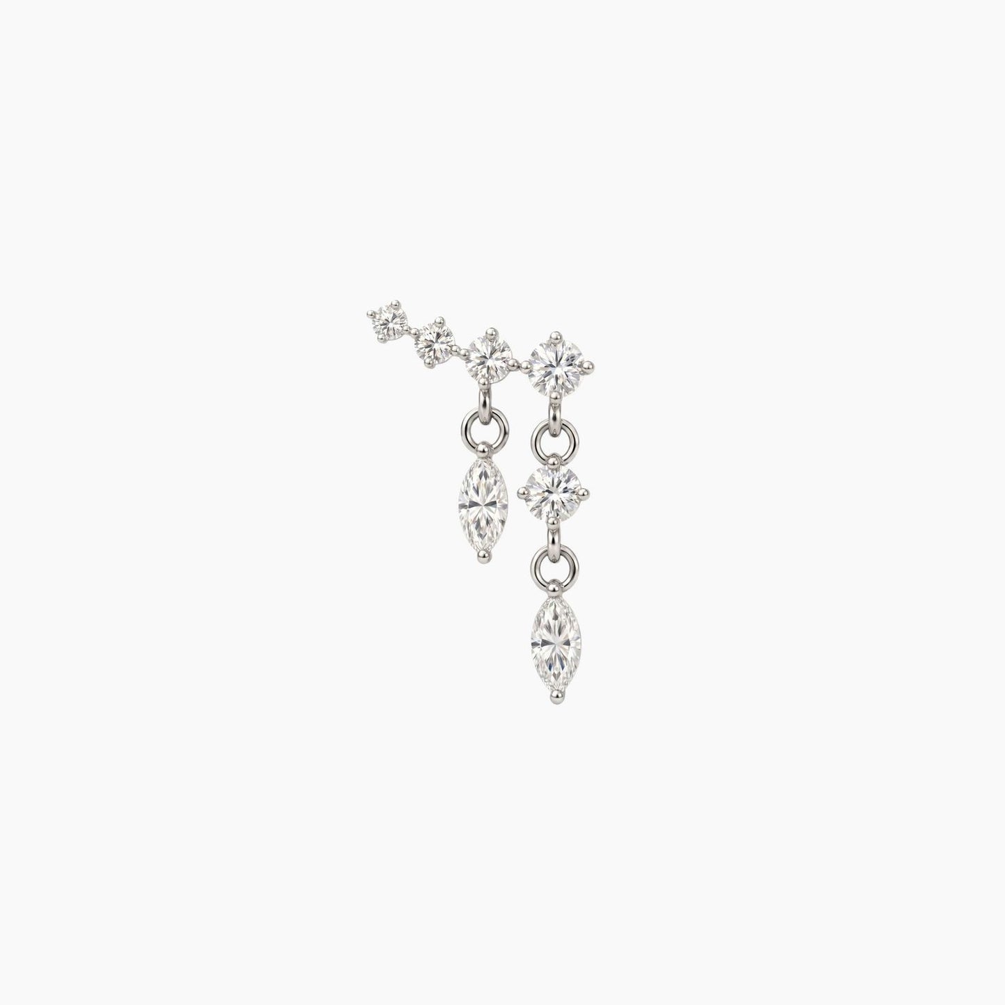 ECLORA Marquise Tassel Double-Drop - White Gold Solid Gold Post - view 1