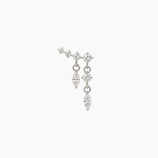 ECLORA Marquise Tassel Double-Drop - White Gold Solid Gold Post - view 1