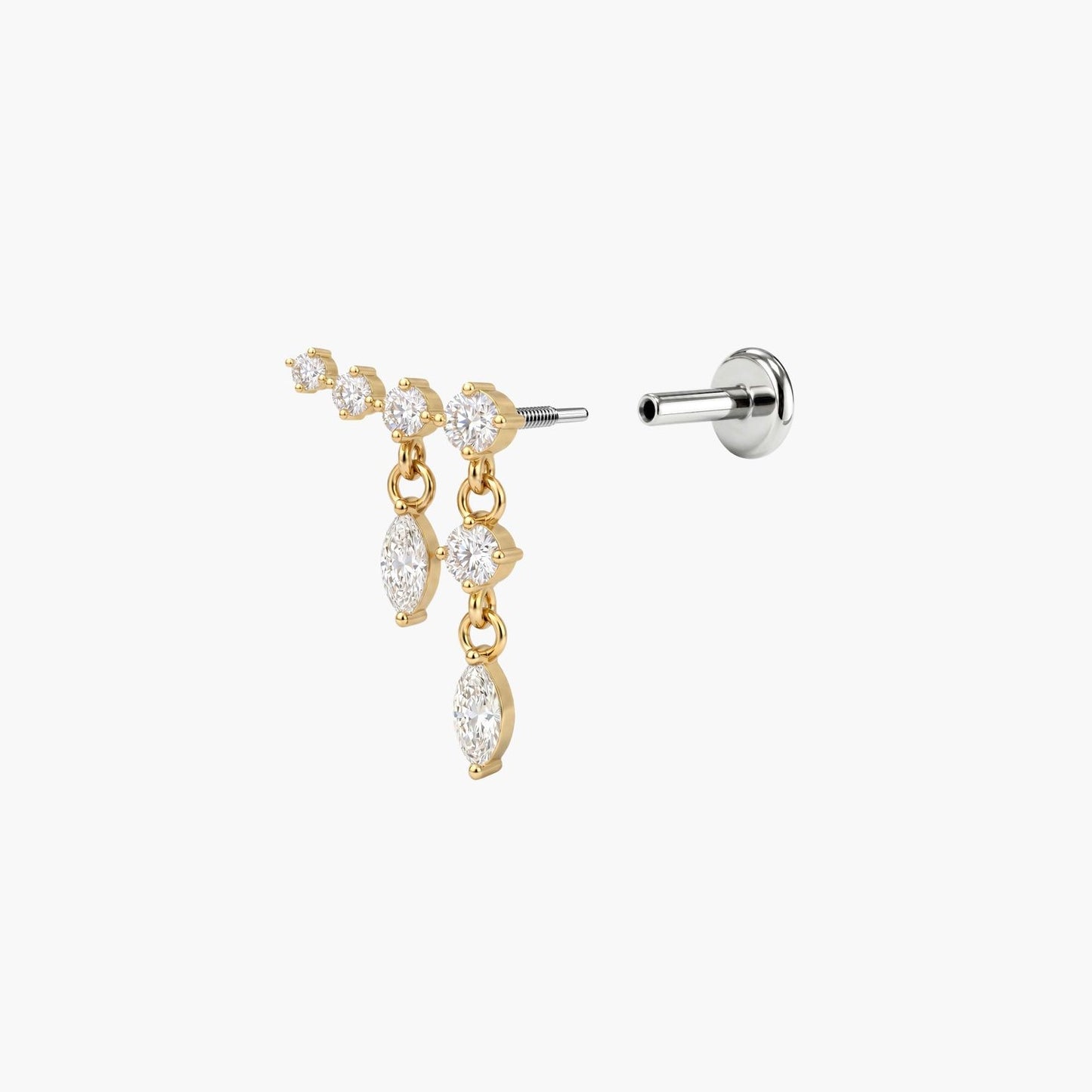 ECLORA Marquise Tassel Double-Drop - Solid Gold Titanium Post - view 2