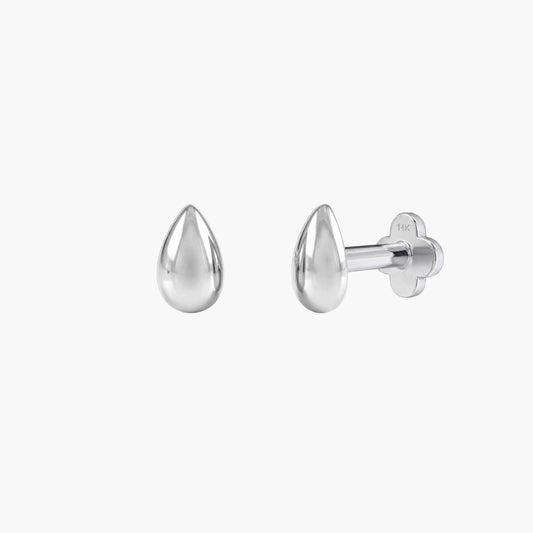 ECLORA Pear Dome - White Gold Solid Gold Post - view 1