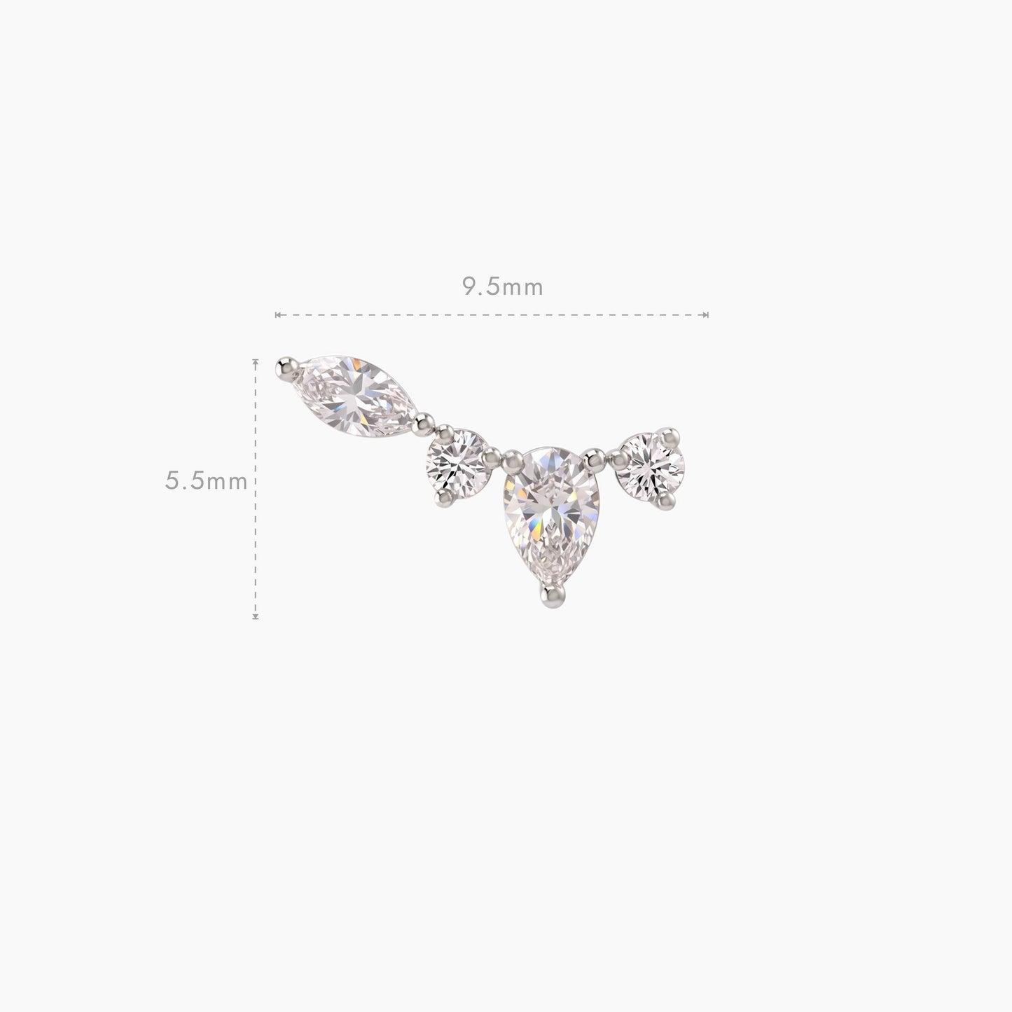ECLORA Pear & Marquise Arc - White Gold Solid Gold Post - view 5