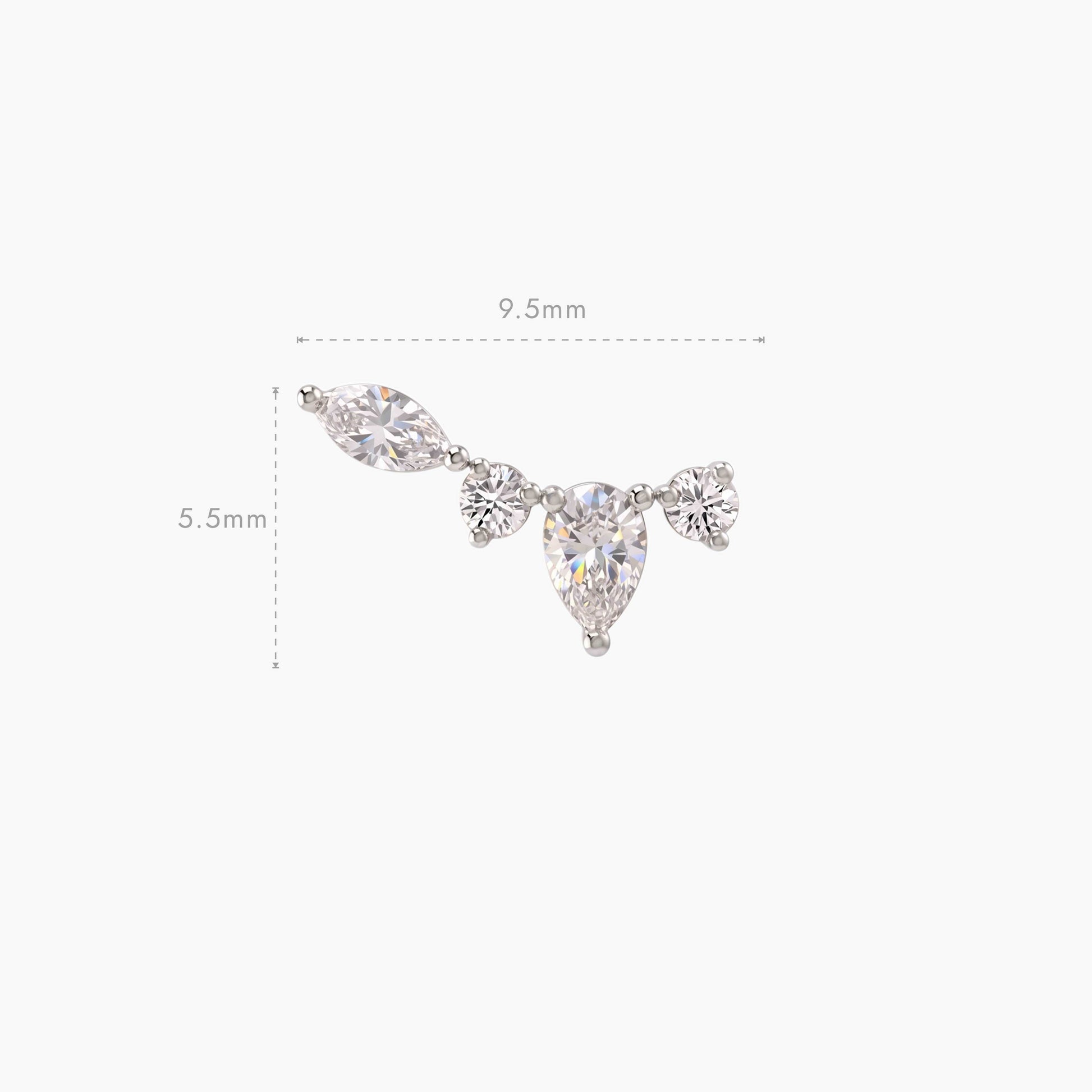 ECLORA Pear & Marquise Arc - White Gold Solid Gold Post - view 5