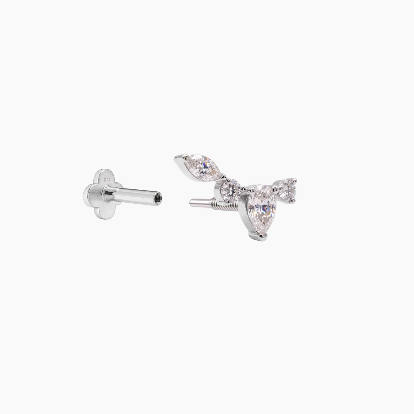 ECLORA Pear & Marquise Arc - White Gold Solid Gold Post - view 4