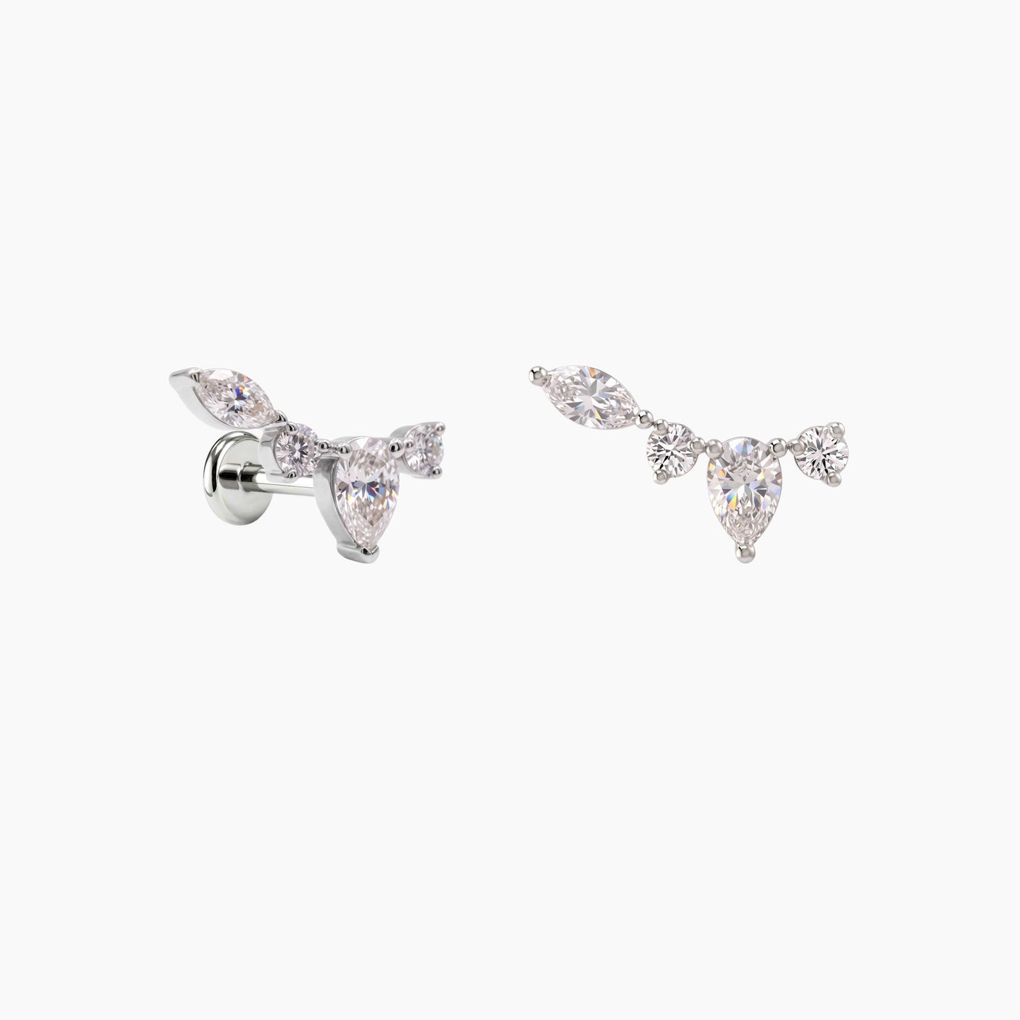ECLORA Pear & Marquise Arc - White Gold Titanium Post - view 2