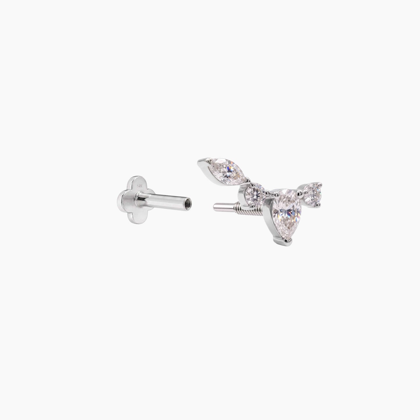 ECLORA Pear & Marquise Arc - White Gold Solid Gold Post - view 2