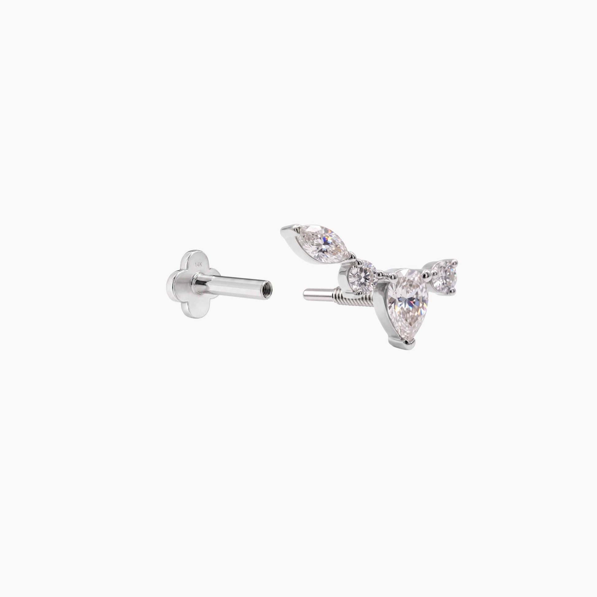 ECLORA Pear & Marquise Arc - White Gold Solid Gold Post - view 2