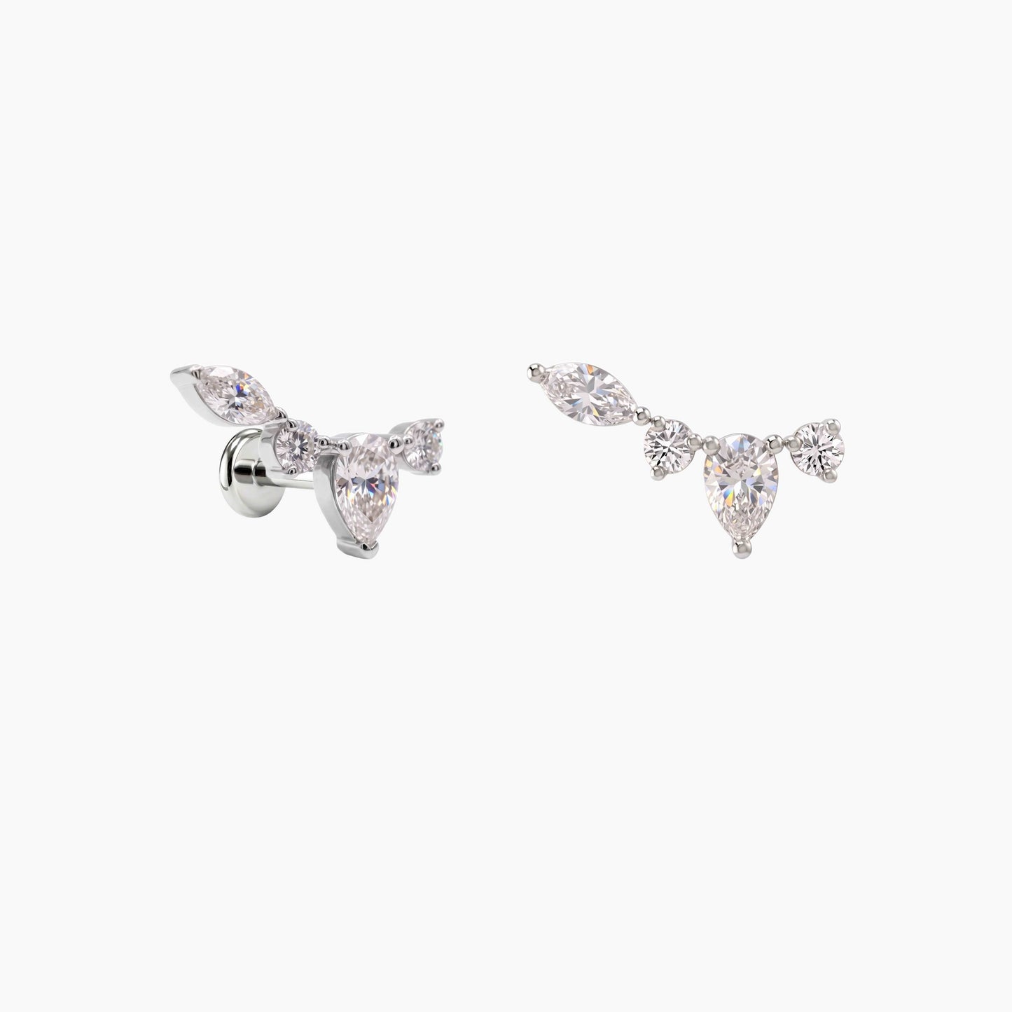ECLORA Pear & Marquise Arc - White Gold Titanium Post - view 1