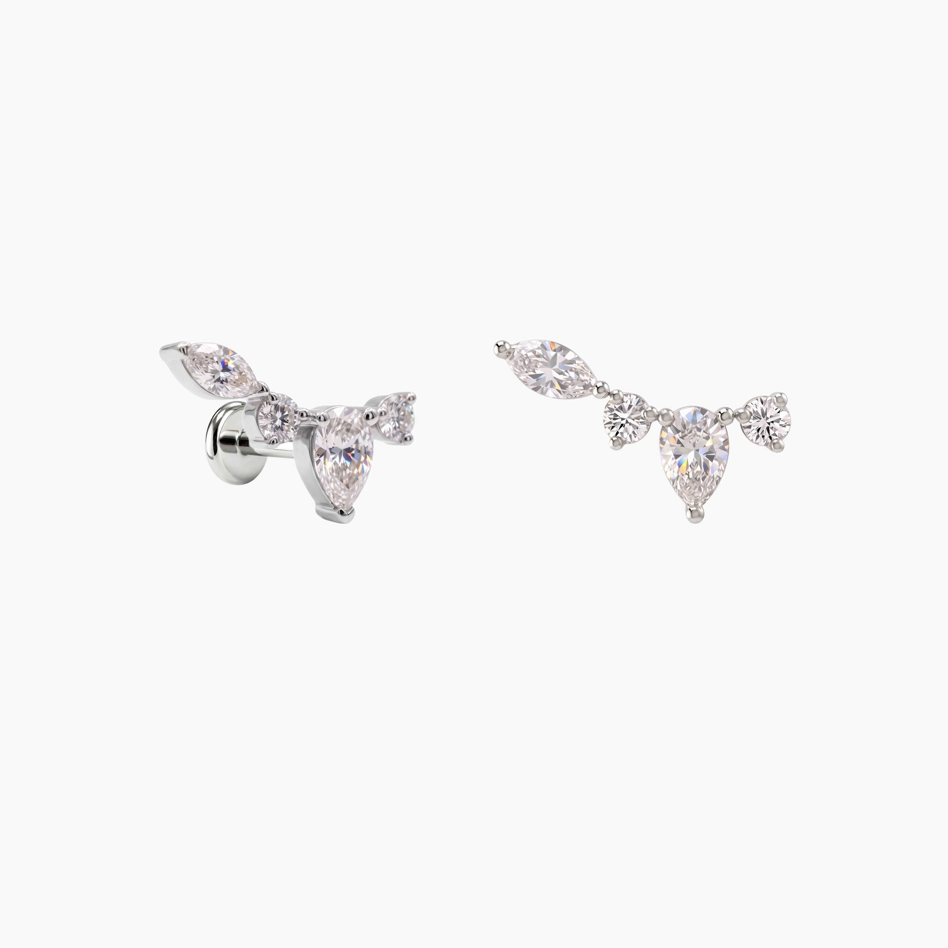 ECLORA Pear & Marquise Arc - White Gold Titanium Post - view 1