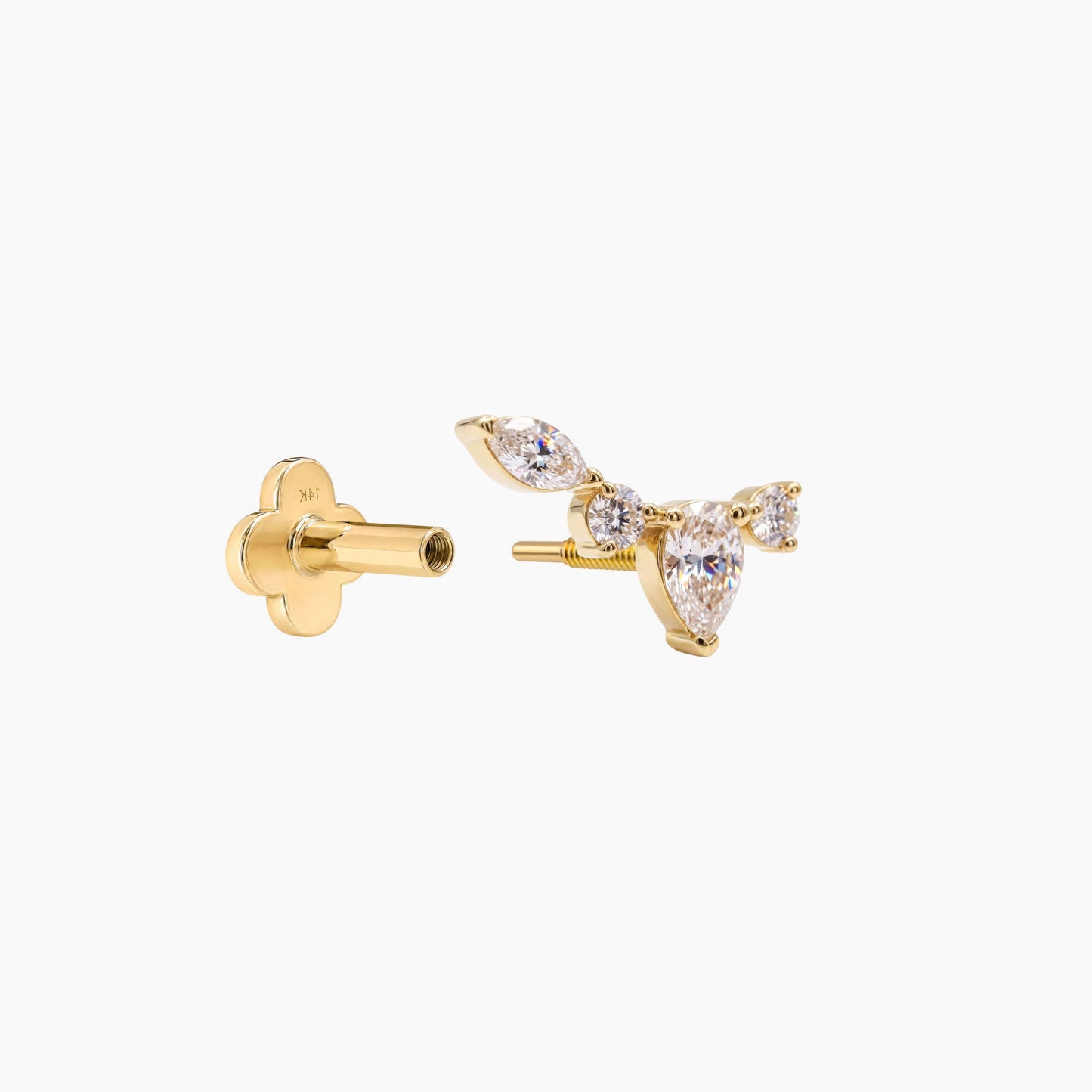 ECLORA Pear & Marquise Arc - Solid Gold Solid Gold Post - view 4
