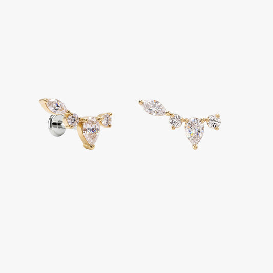 ECLORA Pear & Marquise Arc - Solid Gold Titanium Post - view 2