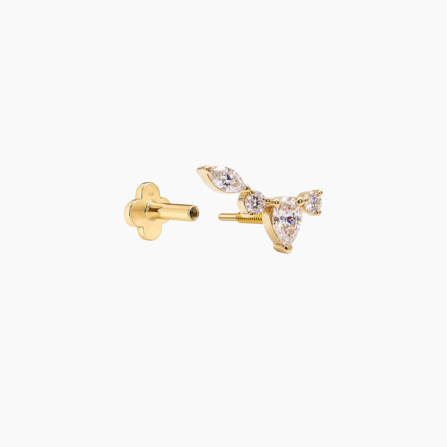 ECLORA Pear & Marquise Arc - Solid Gold Solid Gold Post - view 2