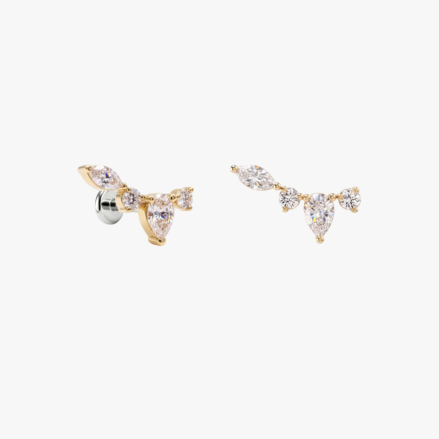ECLORA Pear & Marquise Arc - Solid Gold Titanium Post - view 1