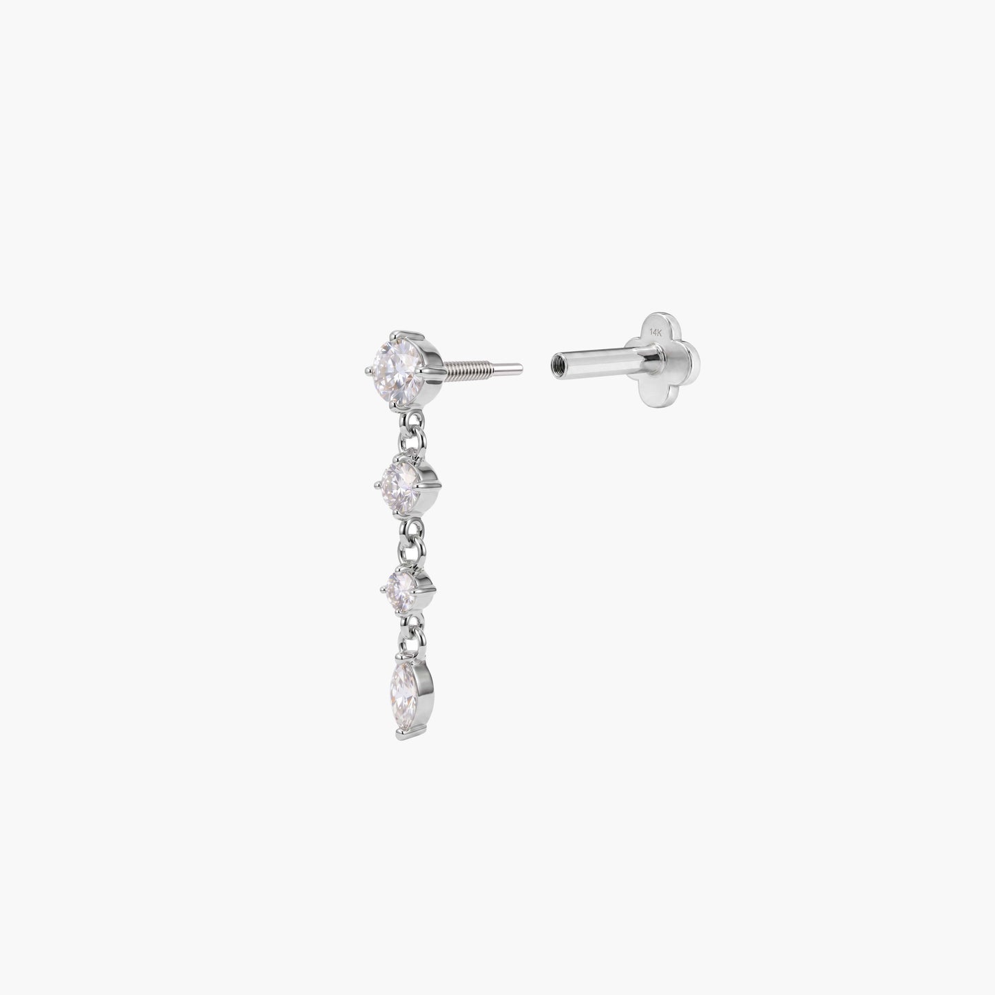 ECLORA Round & Marquise Drop - White Gold Solid Gold Post - view 2
