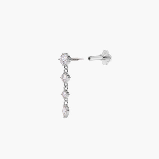 ECLORA Round & Marquise Drop - White Gold Solid Gold Post - view 2