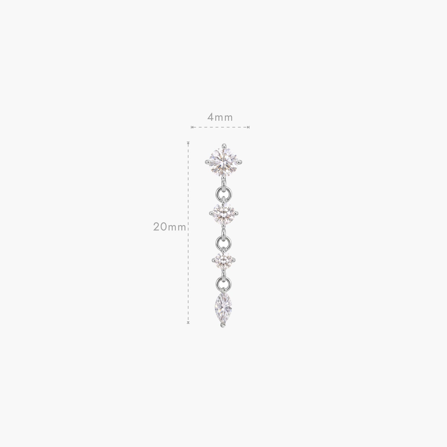 ECLORA Round & Marquise Drop - White Gold Solid Gold Post - view 3