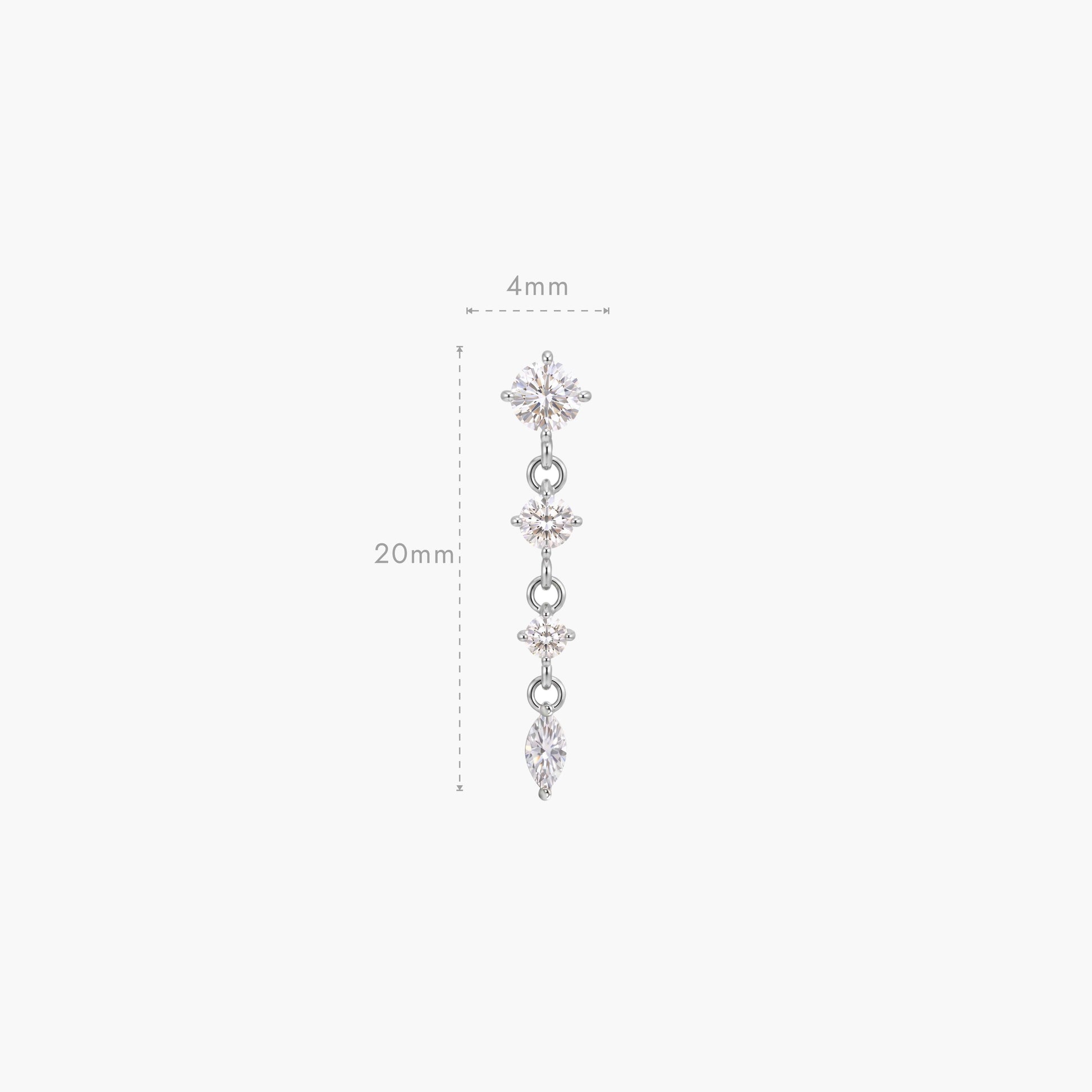 ECLORA Round & Marquise Drop - White Gold Solid Gold Post - view 3