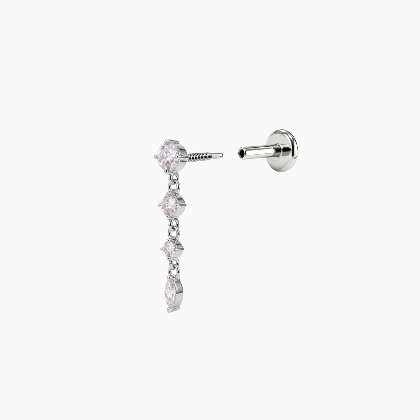 ECLORA Round & Marquise Drop - White Gold Titanium Post - view 1