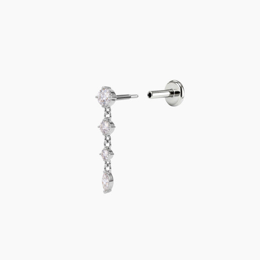 ECLORA Round & Marquise Drop - White Gold Titanium Post - view 1