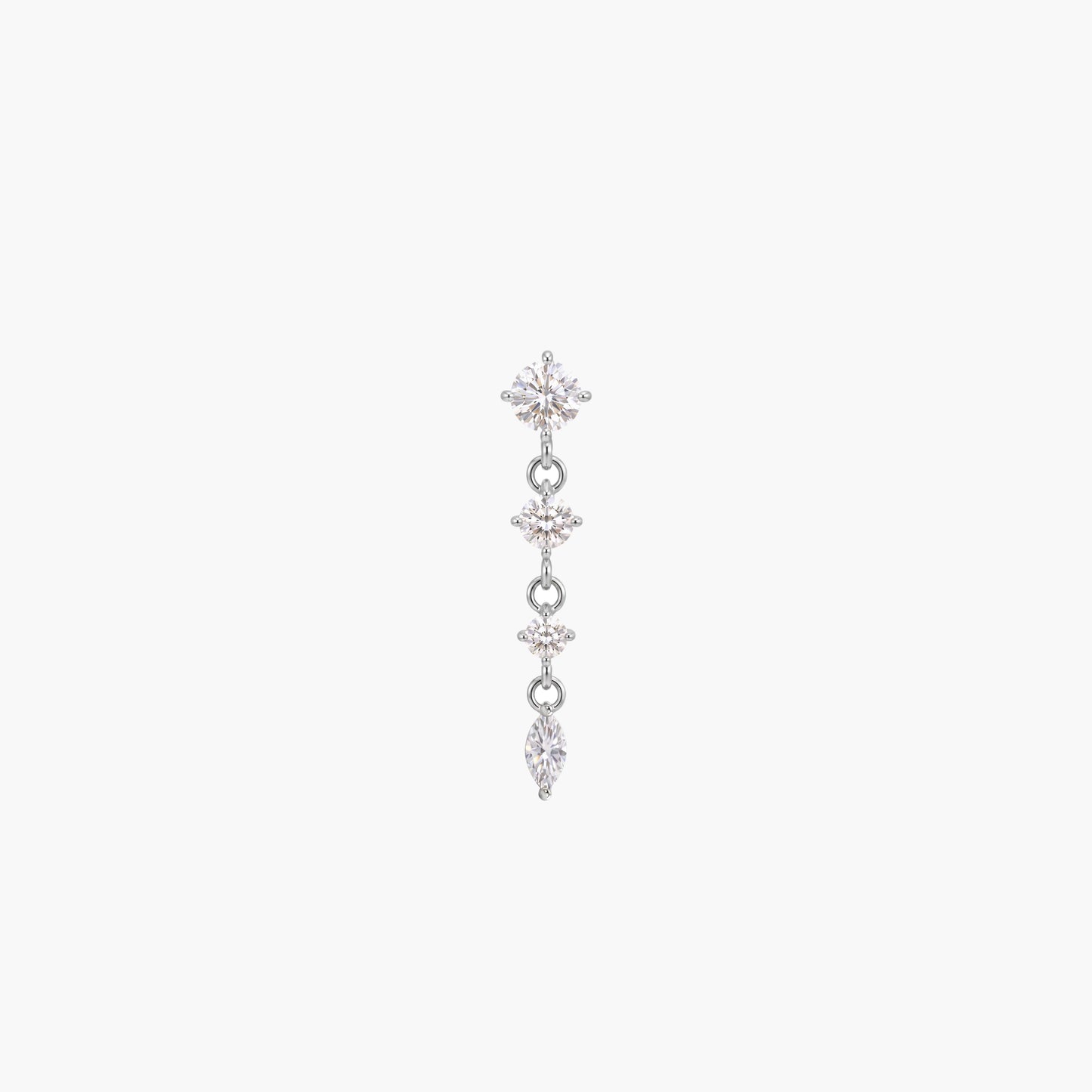 ECLORA Round & Marquise Drop - White Gold Solid Gold Post - view 1