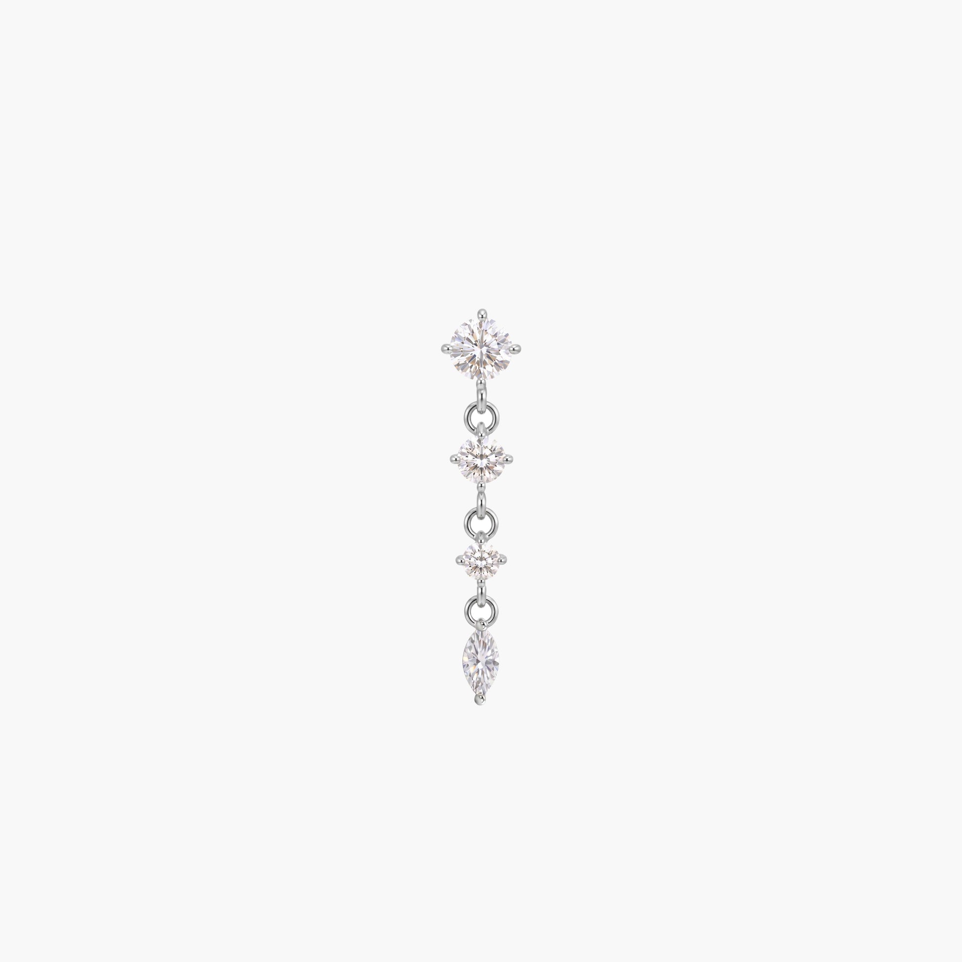ECLORA Round & Marquise Drop - White Gold Solid Gold Post - view 1