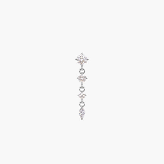 ECLORA Round & Marquise Drop - White Gold Solid Gold Post - view 1