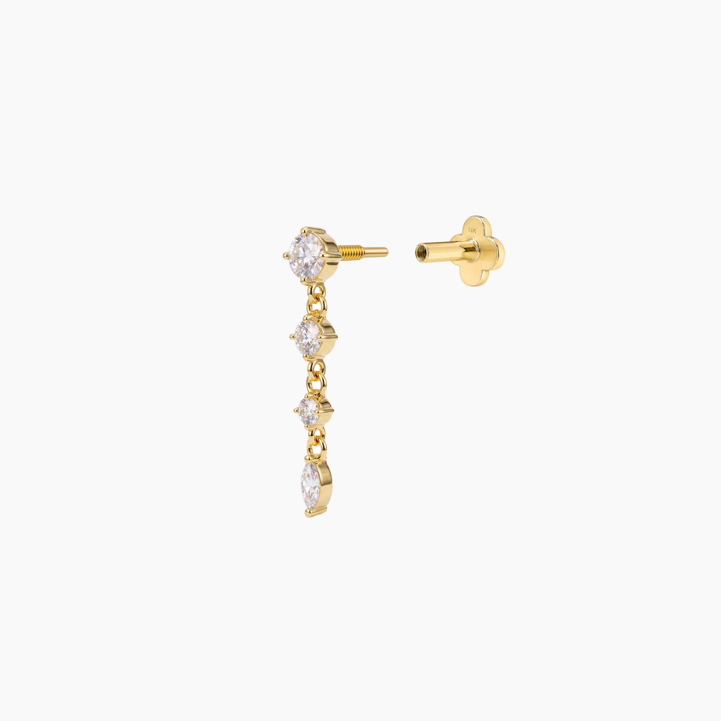 ECLORA Round & Marquise Drop - Solid Gold Solid Gold Post - view 2
