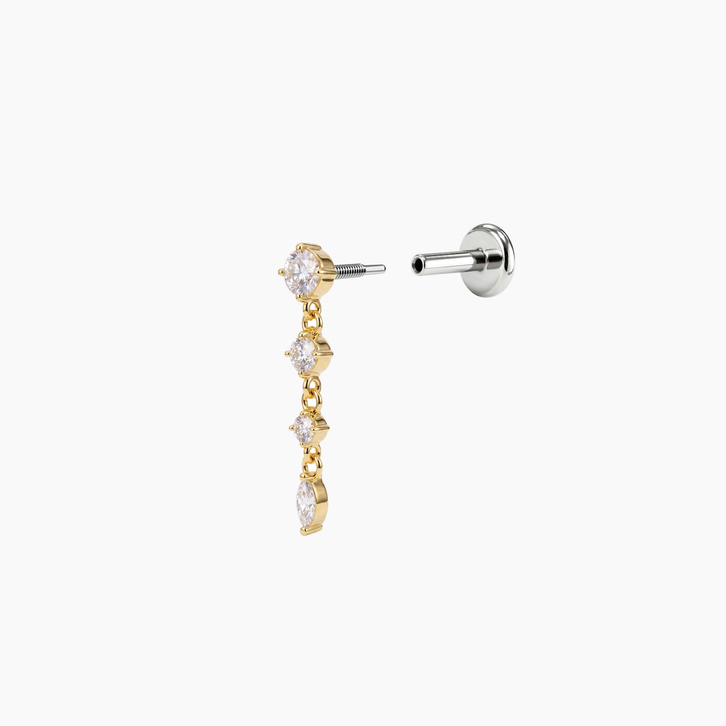 ECLORA Round & Marquise Drop - Solid Gold Titanium Post - view 1