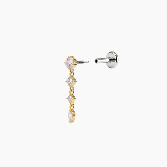 ECLORA Round & Marquise Drop - Solid Gold Titanium Post - view 1