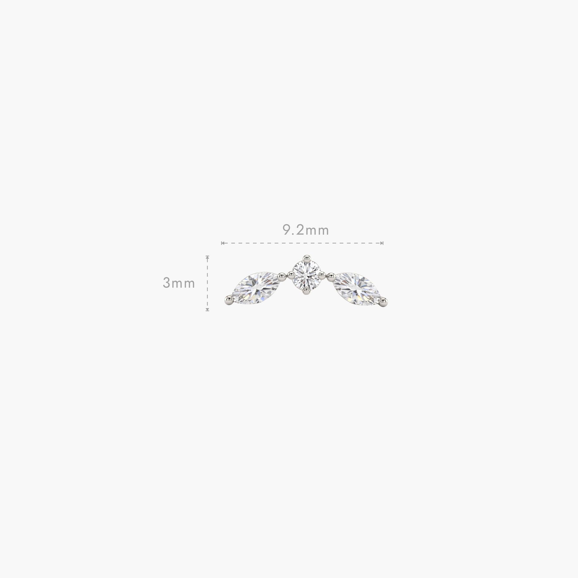 ECLORA Round & Marquise Trio - White Gold Solid Gold Post - view 3