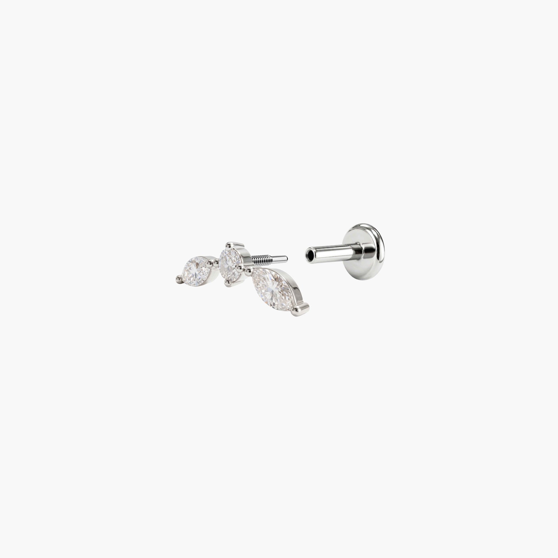 ECLORA Round & Marquise Trio - White Gold Titanium Post - view 2