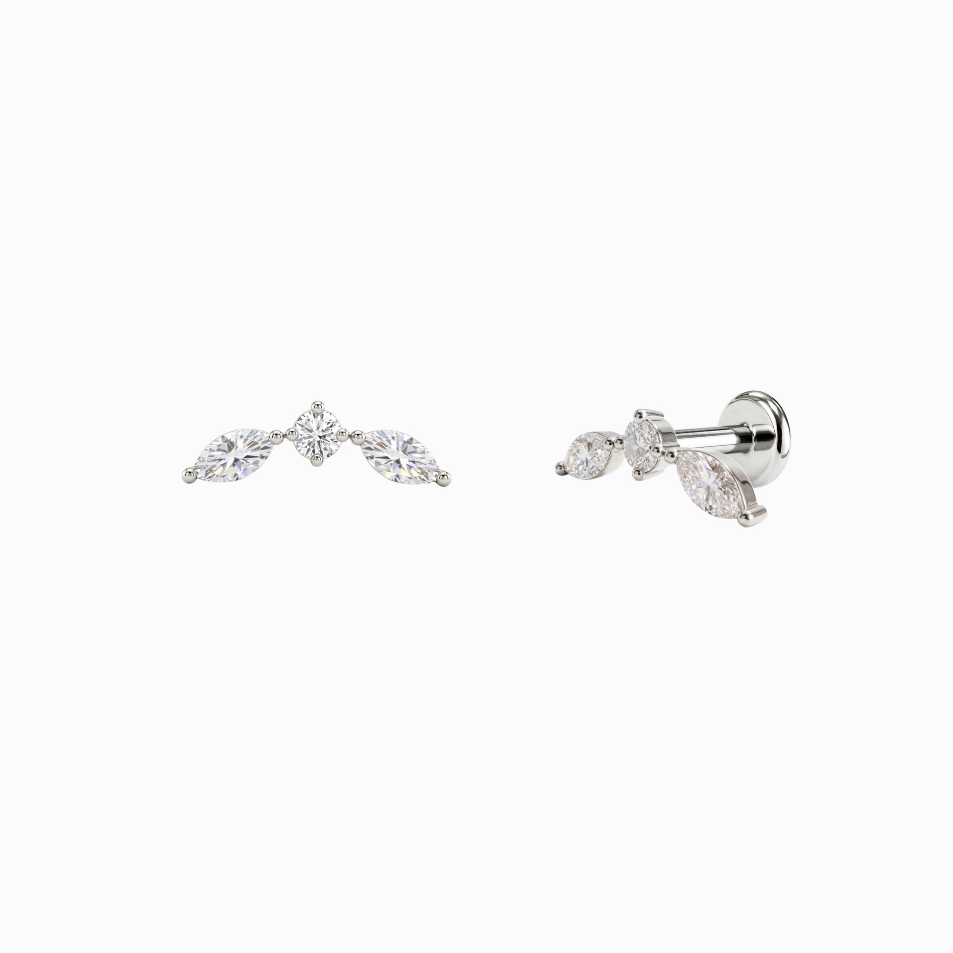 ECLORA Round & Marquise Trio - White Gold Titanium Post - view 1