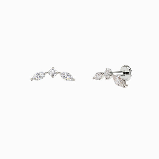 ECLORA Round & Marquise Trio - White Gold Titanium Post - view 1