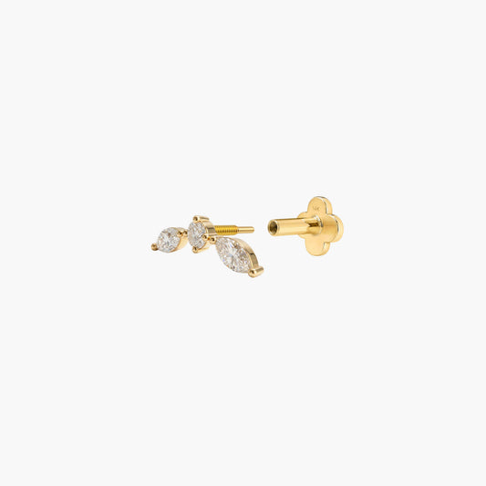 ECLORA Round & Marquise Trio - Solid Gold Solid Gold Post - view 2