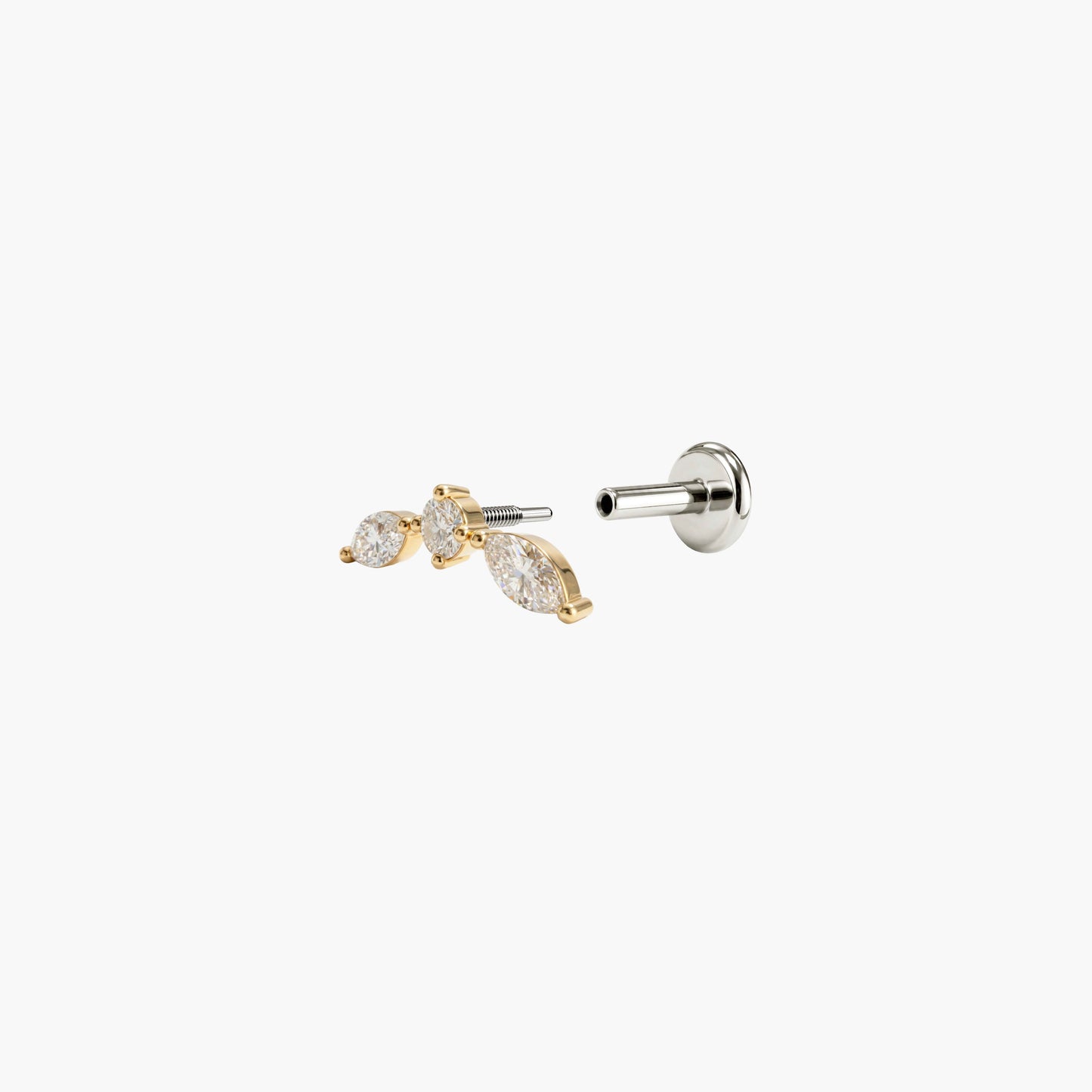 ECLORA Round & Marquise Trio - Solid Gold Titanium Post - view 2