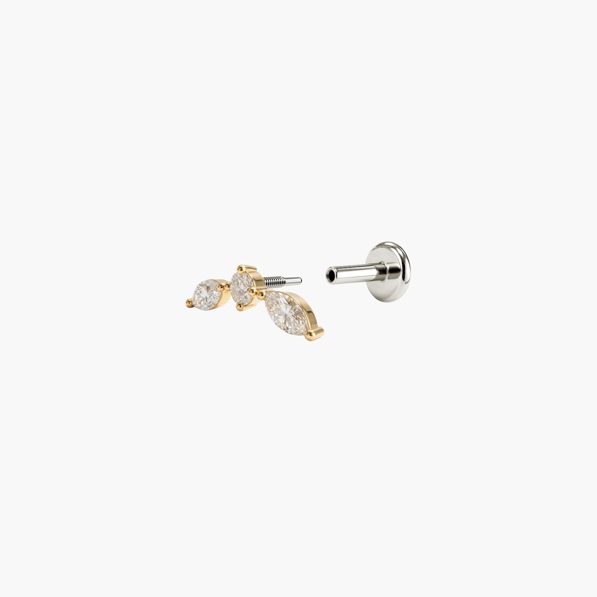 ECLORA Round & Marquise Trio - Solid Gold Titanium Post - view 2