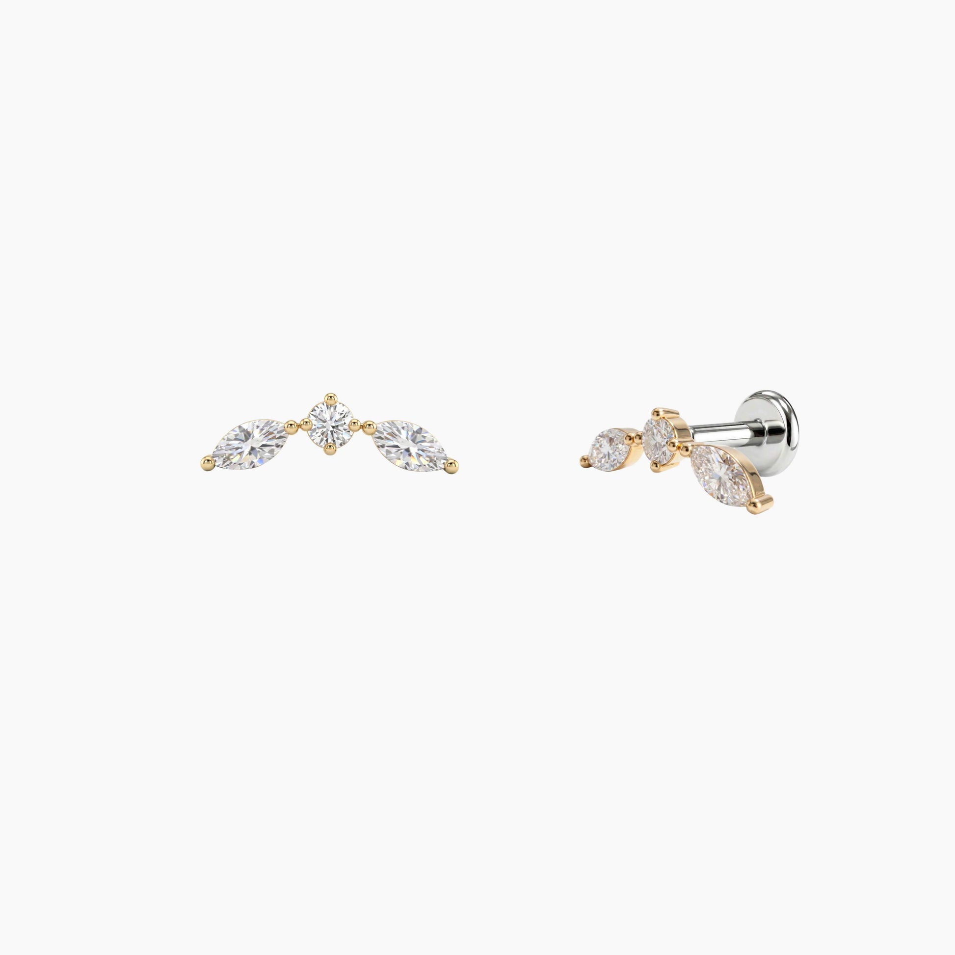 ECLORA Round & Marquise Trio - Solid Gold Titanium Post - view 1