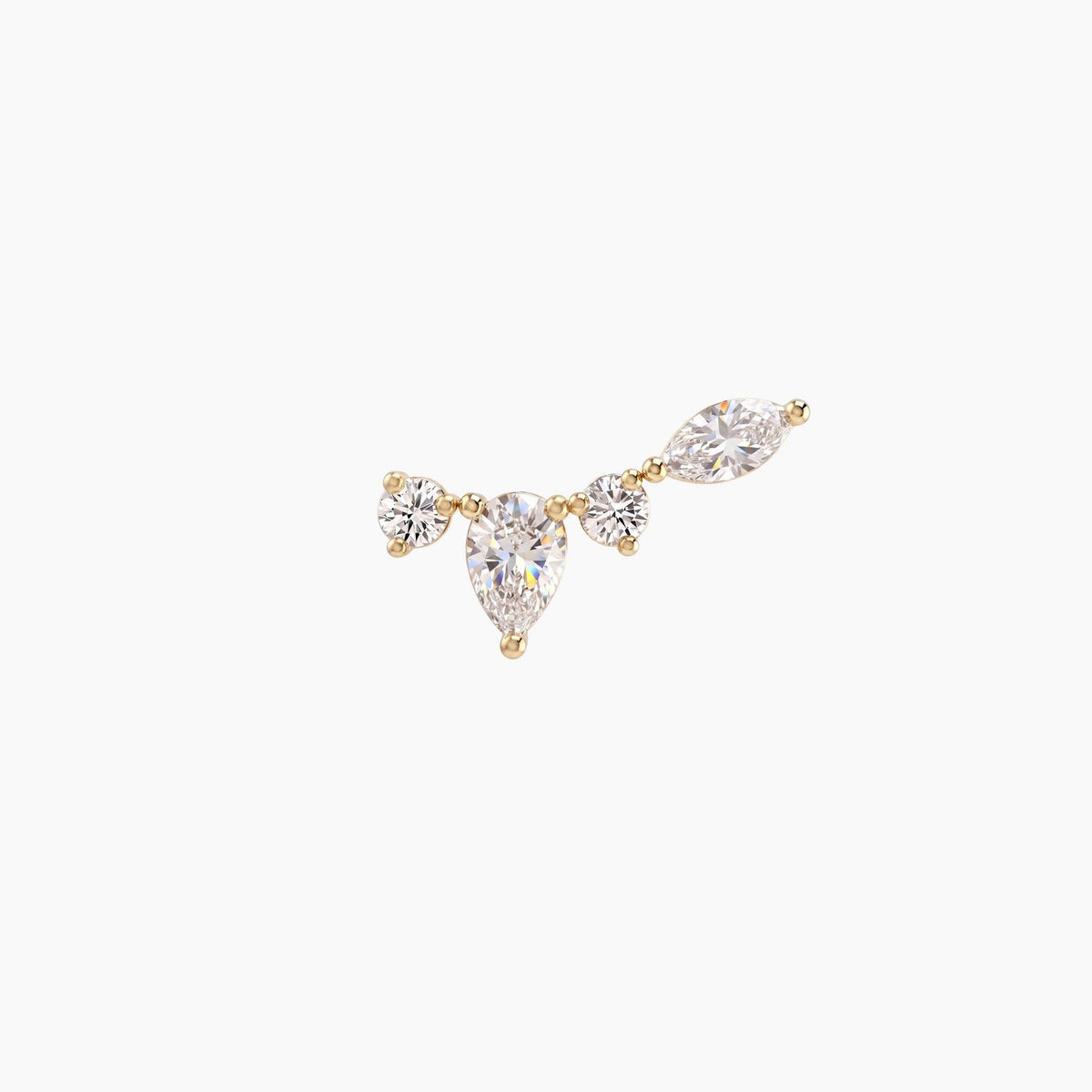 ÉCLORA™ 14K Solid Gold Pear & Marquise Arc Flat Back Stud & Solid Gold Post