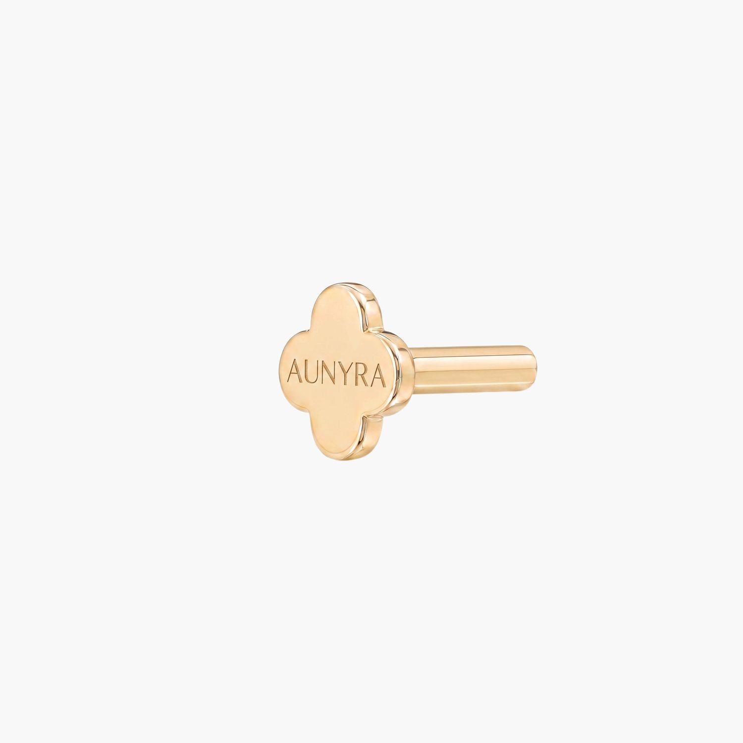 14K Solid Yellow Gold Clover Internally Threaded Flat Back Post - view 3