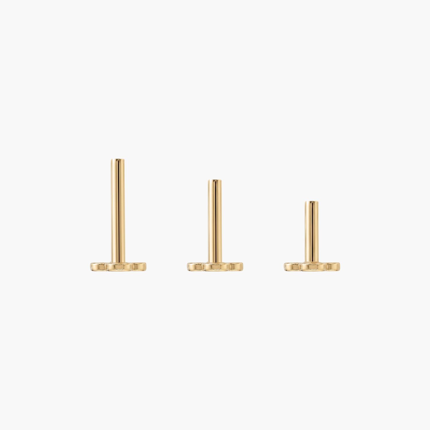 14K Solid Yellow Gold Clover Internally Threaded Flat Back Post - view 4